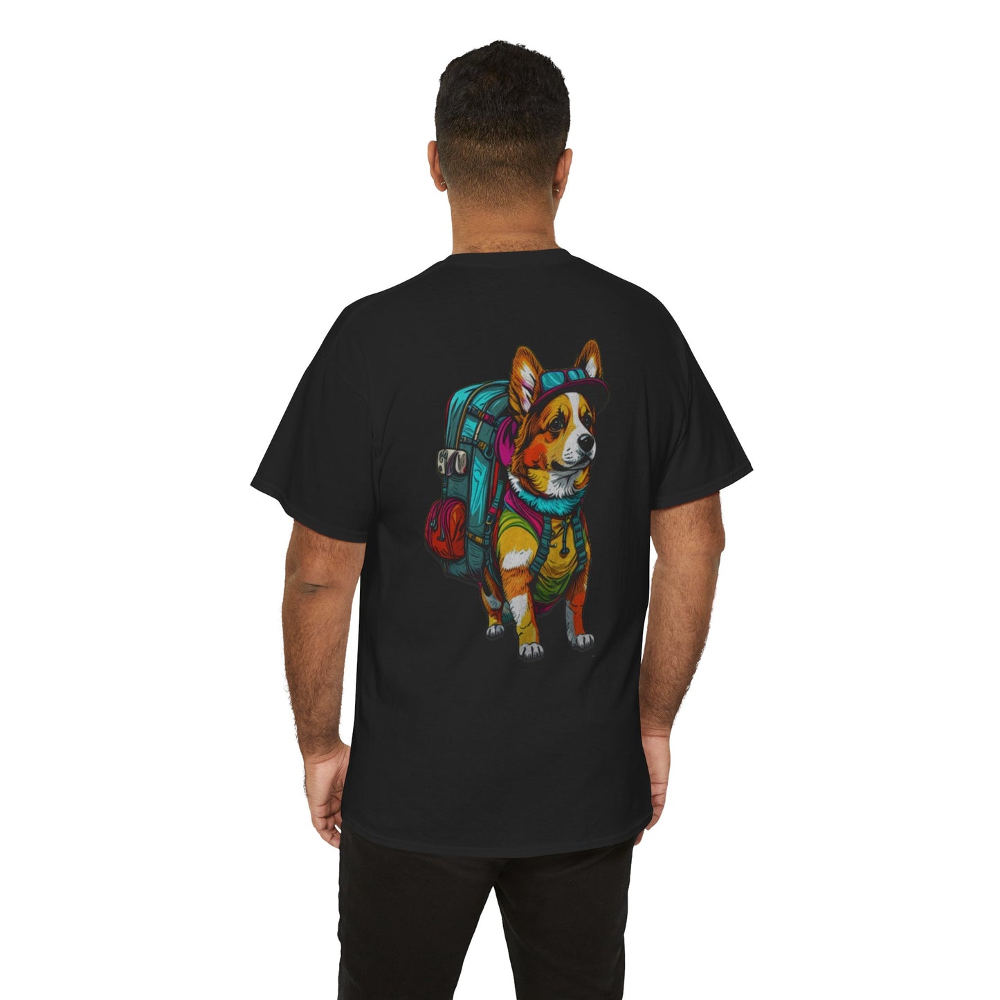 Adventure Corgi Unisex Heavy Cotton Tee, Pet Lover Gift, Travel Shirt, Cute Dog Tee, Animal Lover Apparel