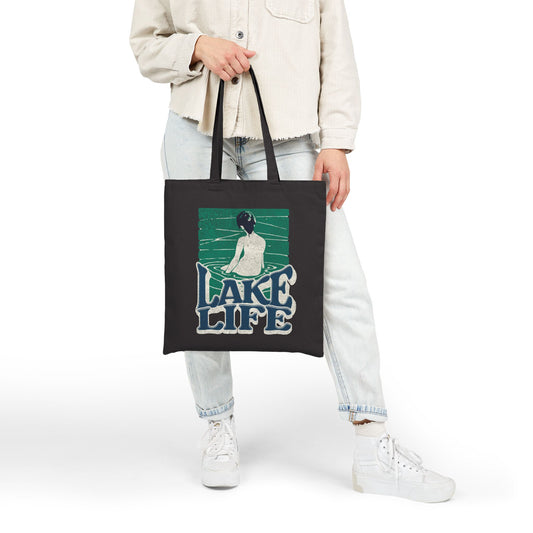 Lake Life Cotton Canvas Tote Bag | Eco-Friendly Beach Bag, Summer Accessory, Gift for Nature Lovers, Reusable Shopping Tote