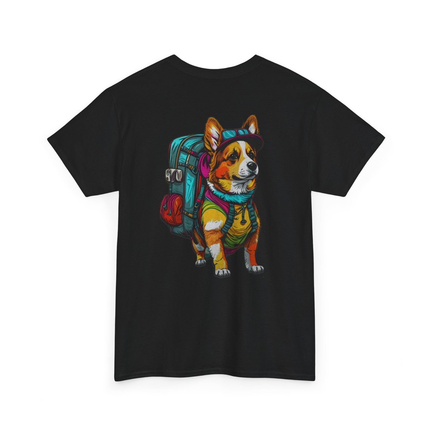 Adventure Corgi Unisex Heavy Cotton Tee, Pet Lover Gift, Travel Shirt, Cute Dog Tee, Animal Lover Apparel