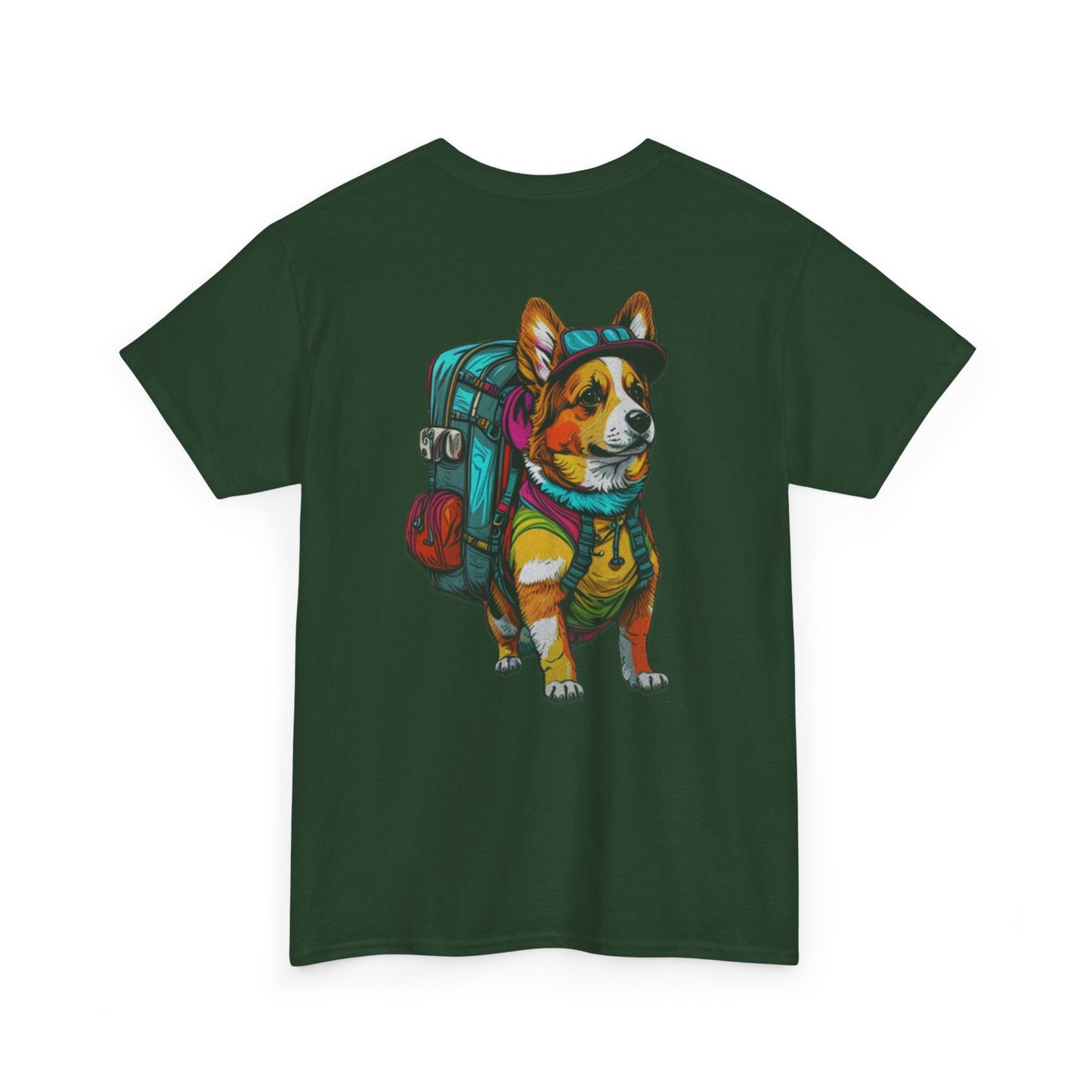 Adventure Corgi Unisex Heavy Cotton Tee, Pet Lover Gift, Travel Shirt, Cute Dog Tee, Animal Lover Apparel