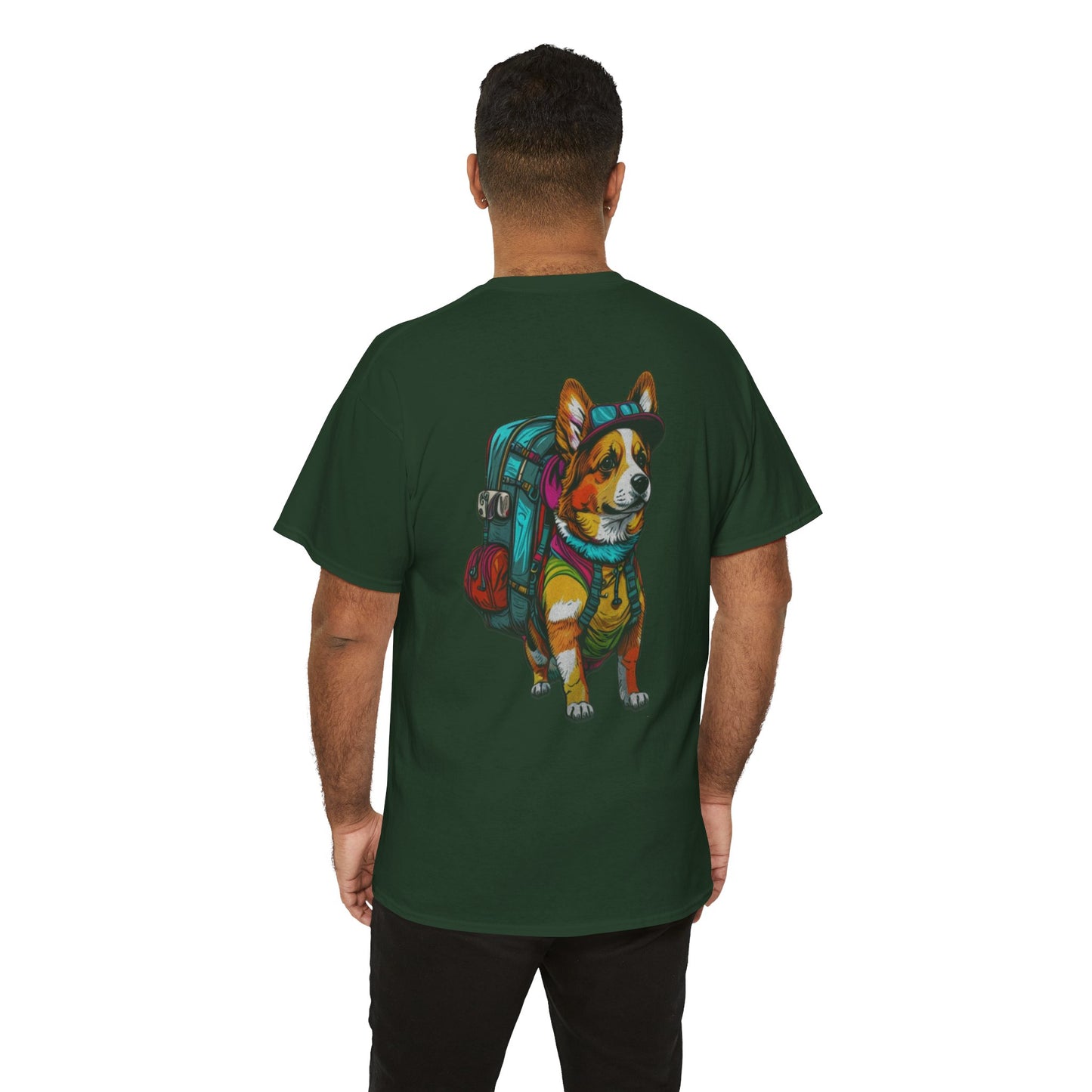 Adventure Corgi Unisex Heavy Cotton Tee, Pet Lover Gift, Travel Shirt, Cute Dog Tee, Animal Lover Apparel