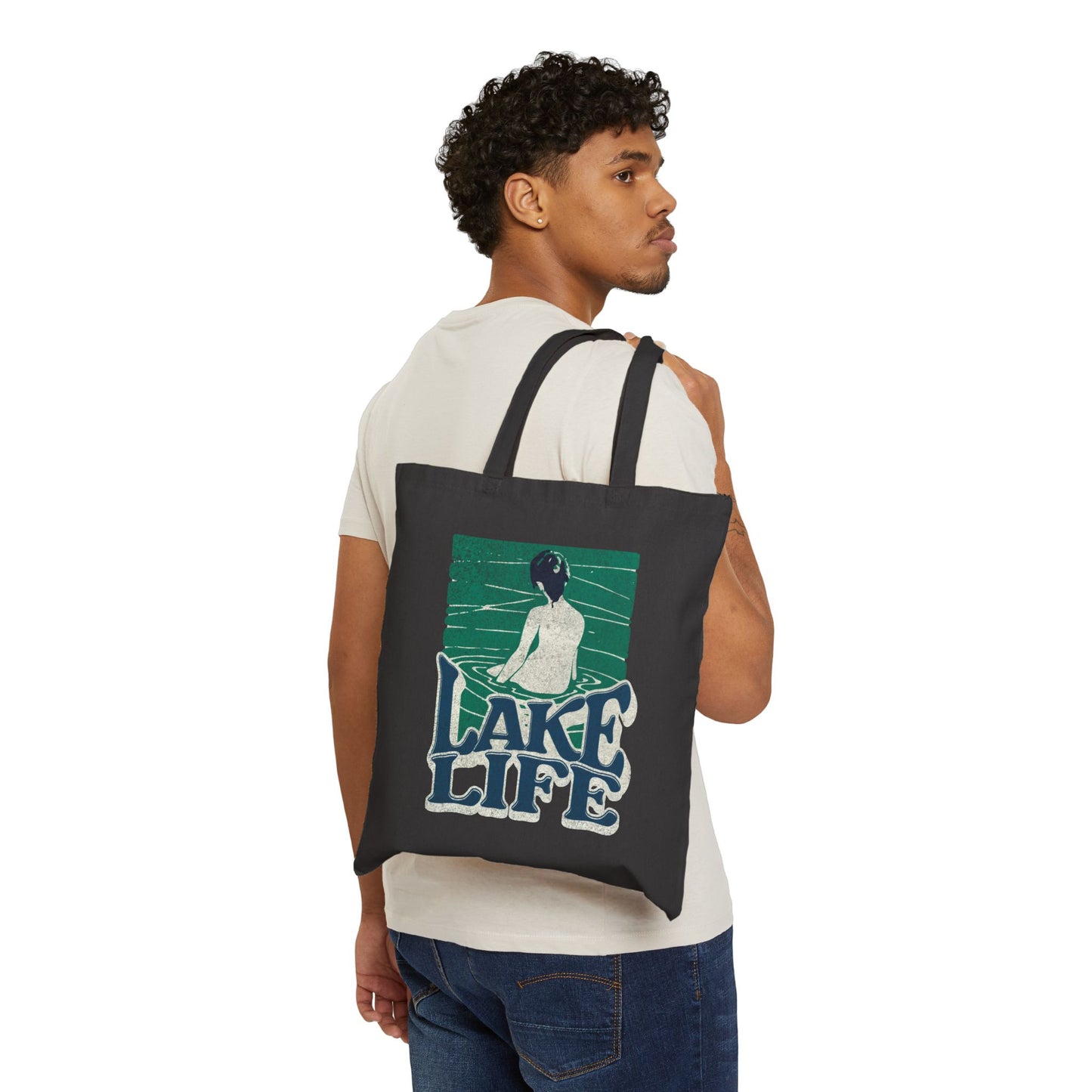 Lake Life Cotton Canvas Tote Bag | Eco-Friendly Beach Bag, Summer Accessory, Gift for Nature Lovers, Reusable Shopping Tote