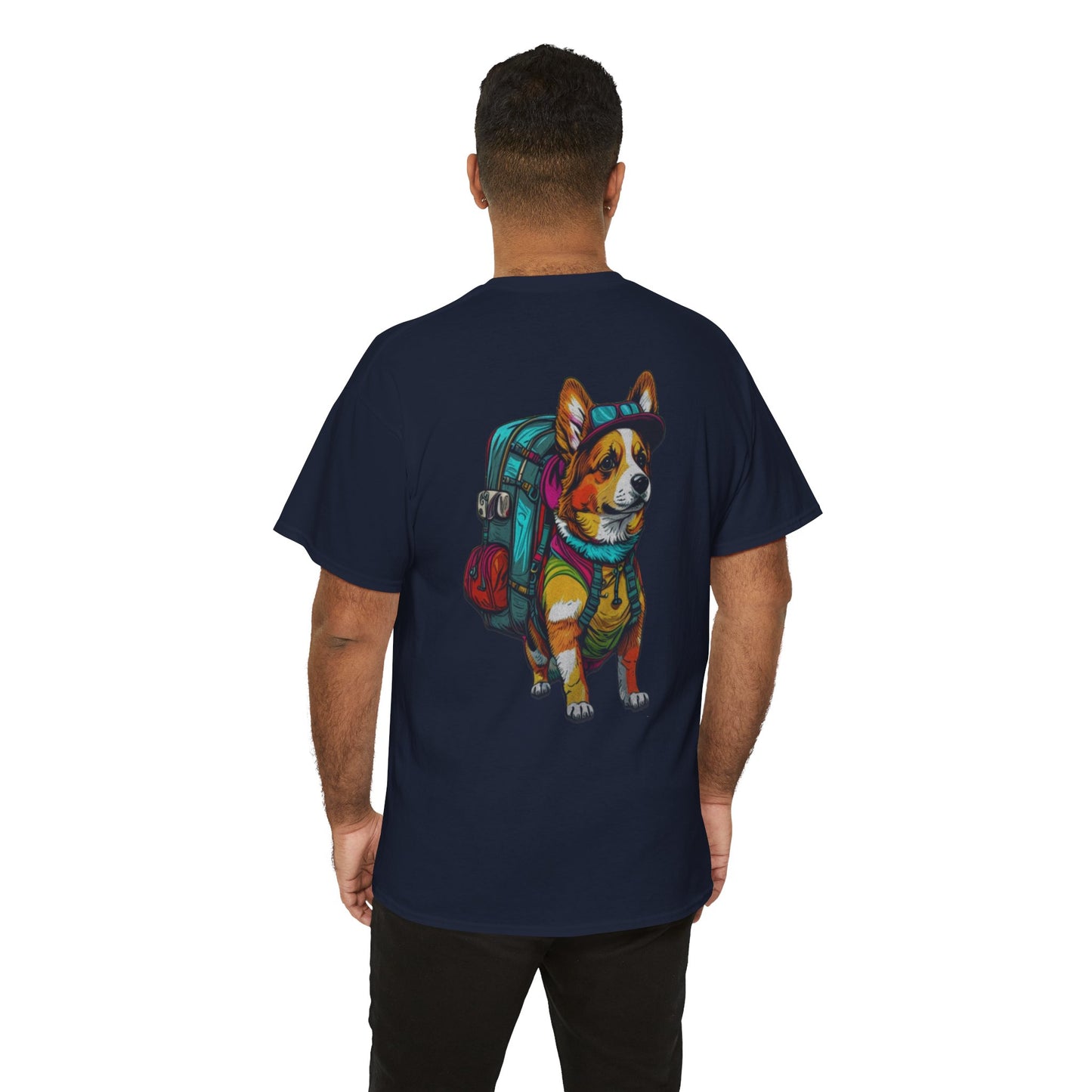 Adventure Corgi Unisex Heavy Cotton Tee, Pet Lover Gift, Travel Shirt, Cute Dog Tee, Animal Lover Apparel
