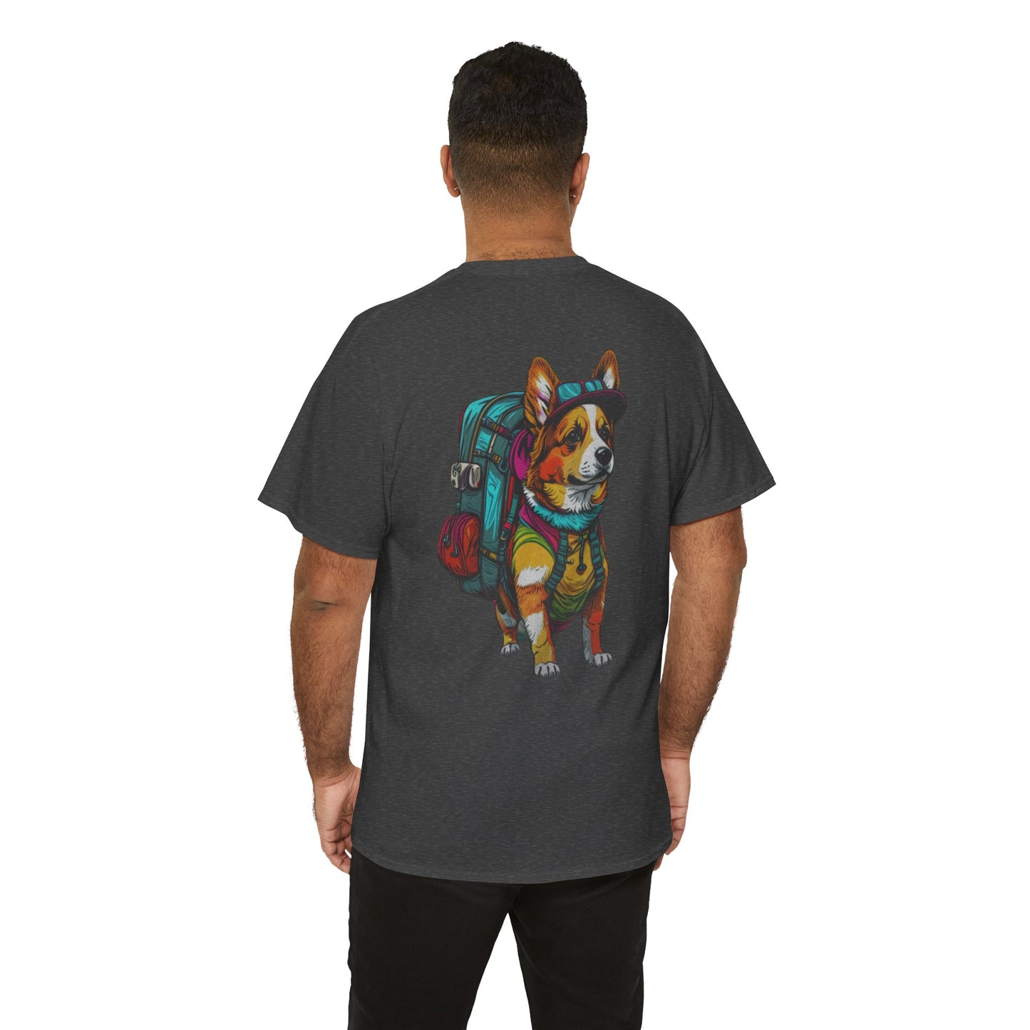 Adventure Corgi Unisex Heavy Cotton Tee, Pet Lover Gift, Travel Shirt, Cute Dog Tee, Animal Lover Apparel