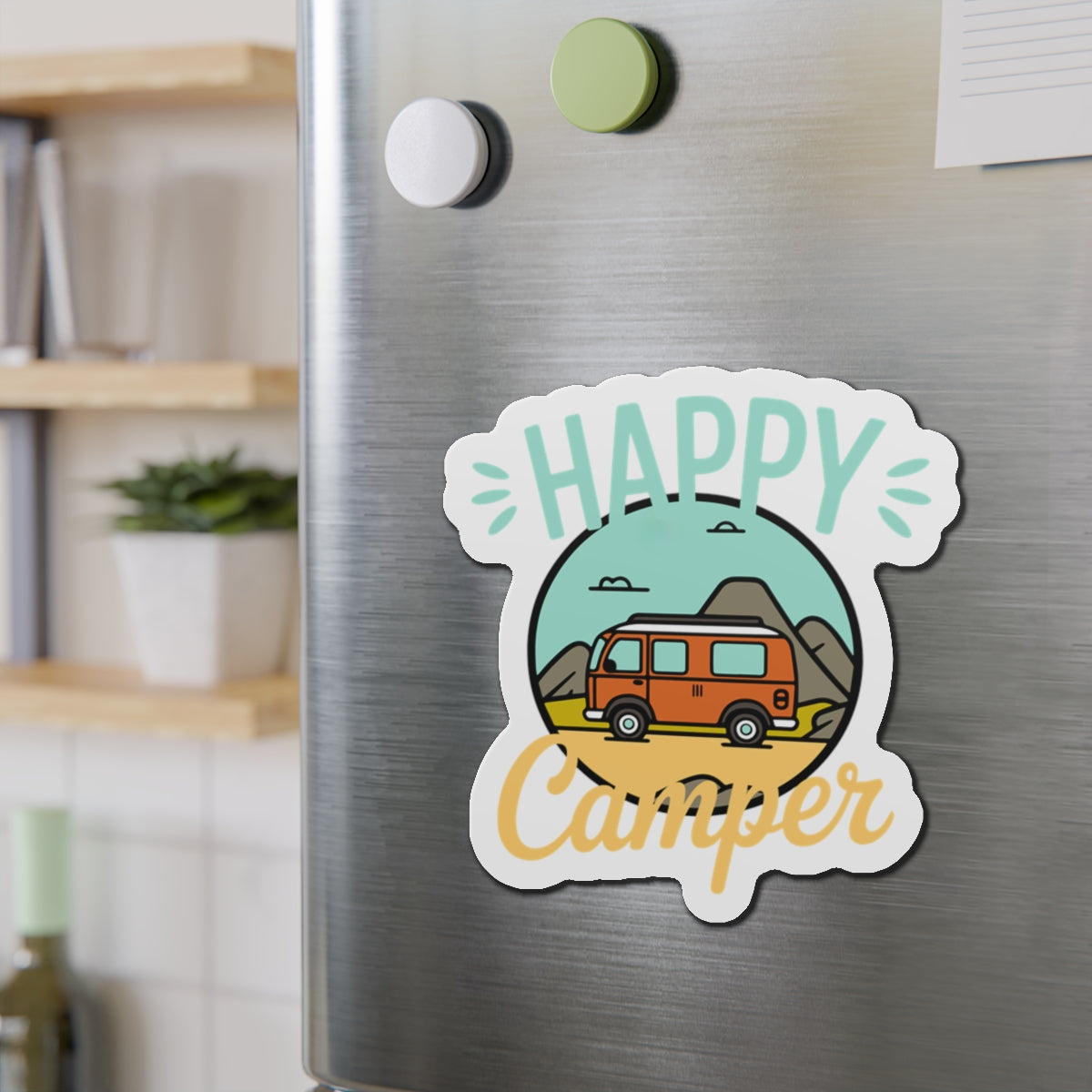 Copy of Happy Camper Die-Cut Magnets - Perfect for RV Lovers, Travel Enthusiasts, Cute Home Decor, Gifts for Him/Her, Adventure Theme