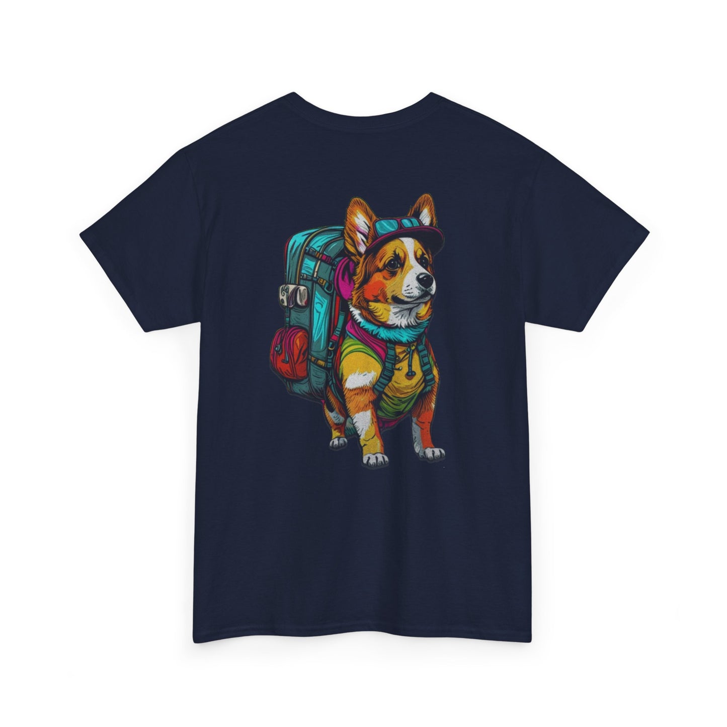 Adventure Corgi Unisex Heavy Cotton Tee, Pet Lover Gift, Travel Shirt, Cute Dog Tee, Animal Lover Apparel