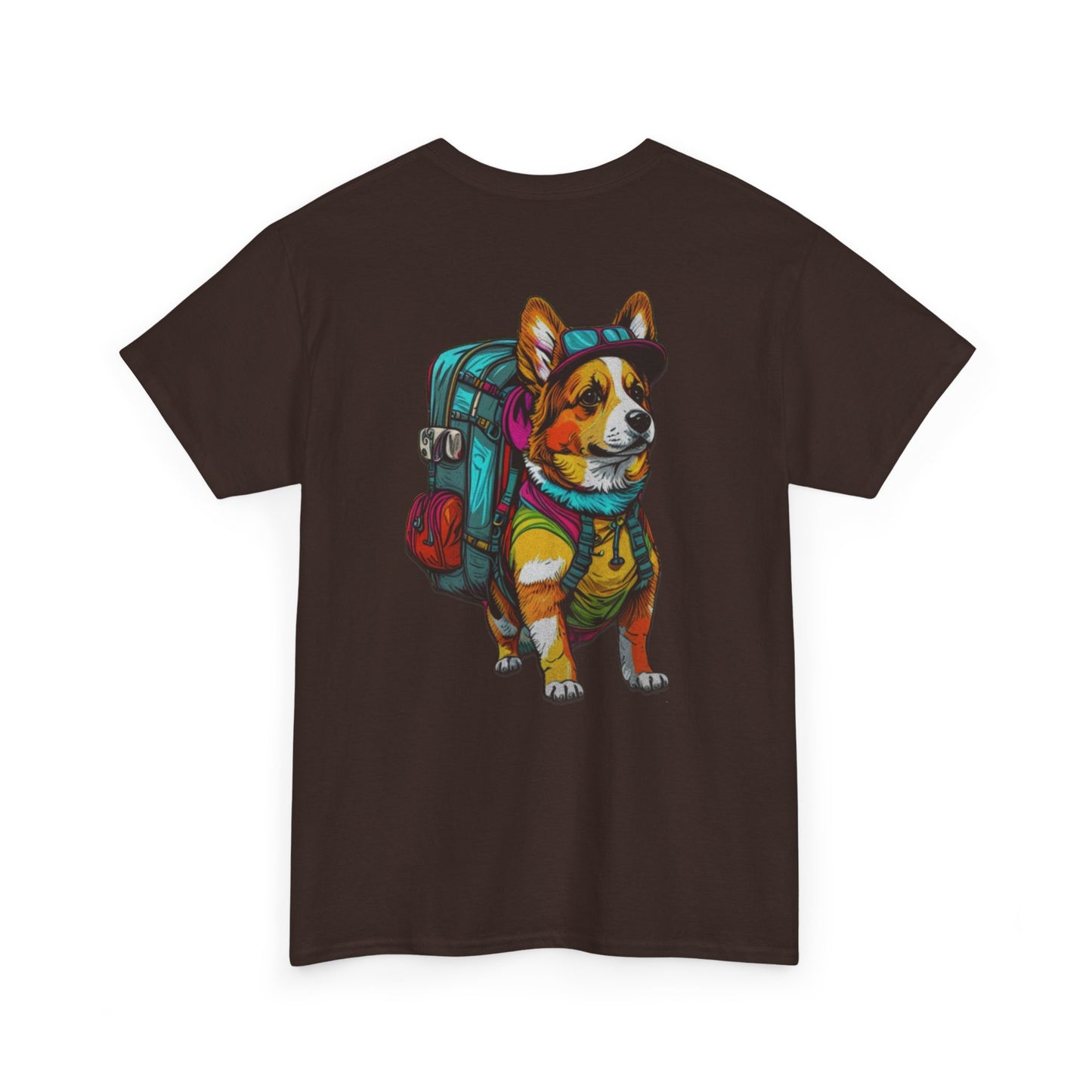 Adventure Corgi Unisex Heavy Cotton Tee, Pet Lover Gift, Travel Shirt, Cute Dog Tee, Animal Lover Apparel