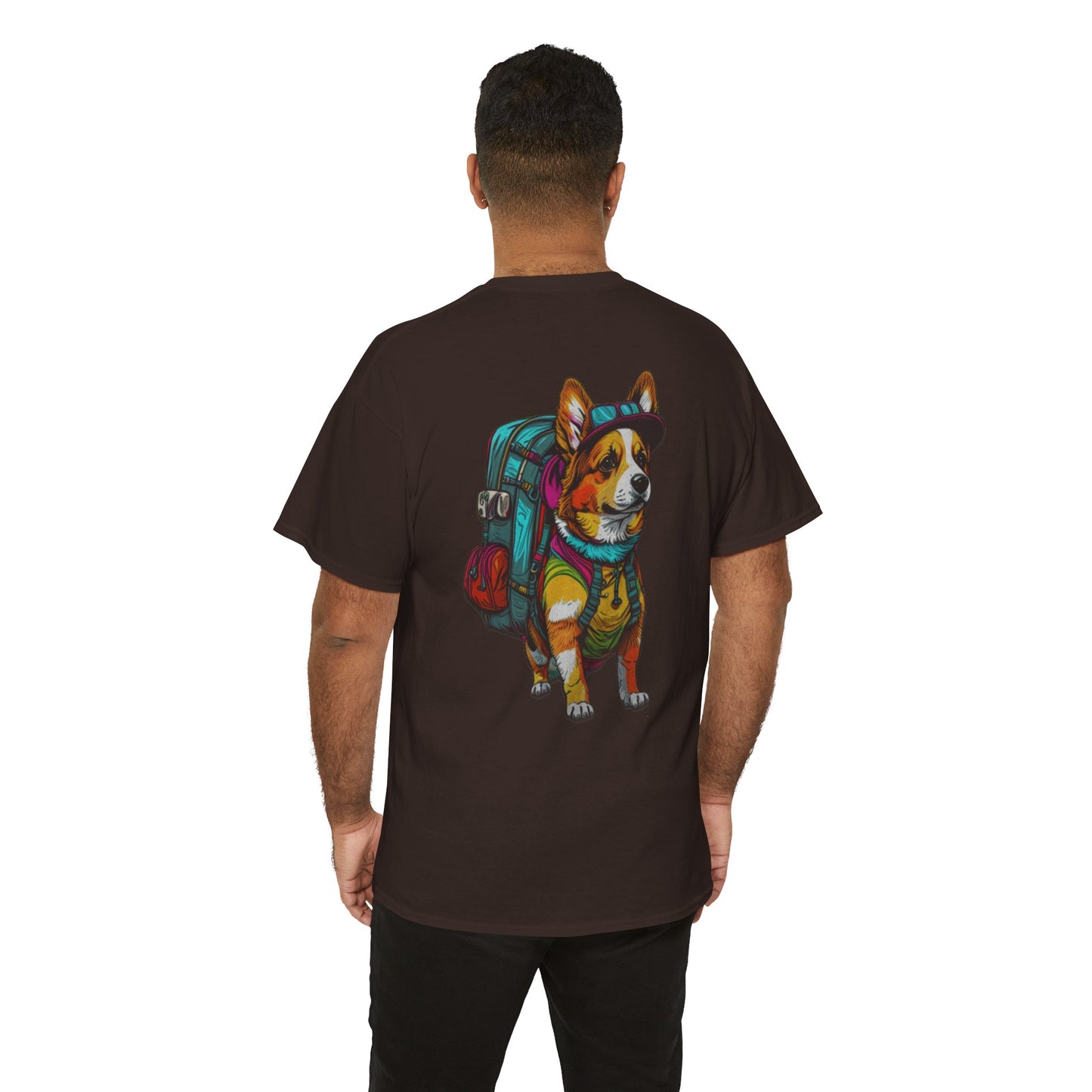 Adventure Corgi Unisex Heavy Cotton Tee, Pet Lover Gift, Travel Shirt, Cute Dog Tee, Animal Lover Apparel