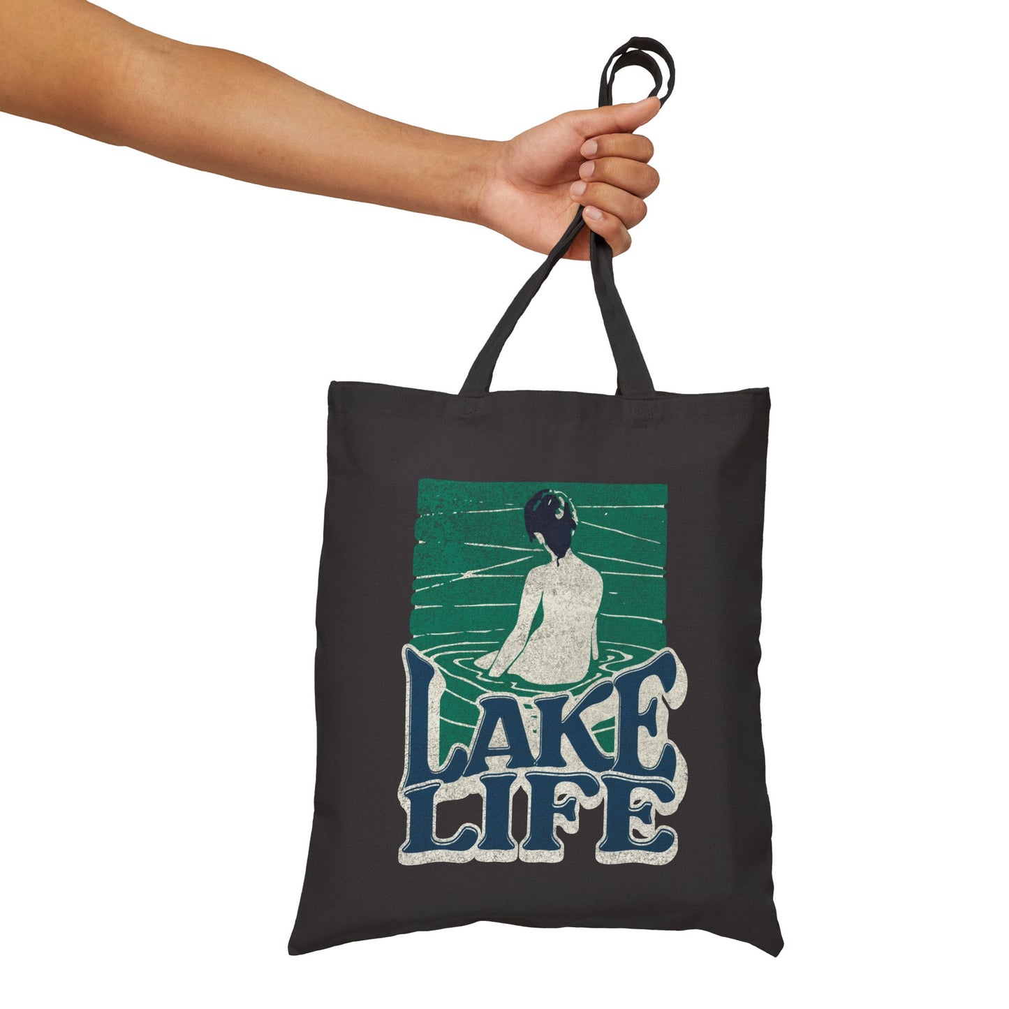 Lake Life Cotton Canvas Tote Bag | Eco-Friendly Beach Bag, Summer Accessory, Gift for Nature Lovers, Reusable Shopping Tote